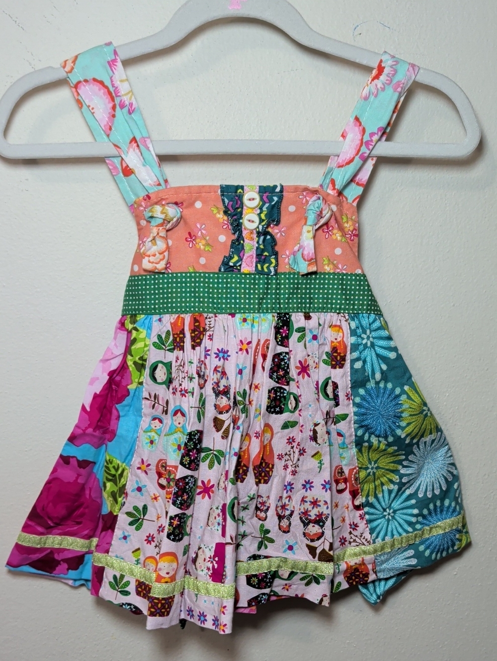 Matilda Jane Platinum Nesting Doll Knot Dress Floral Colorful RARE Girls Size 2